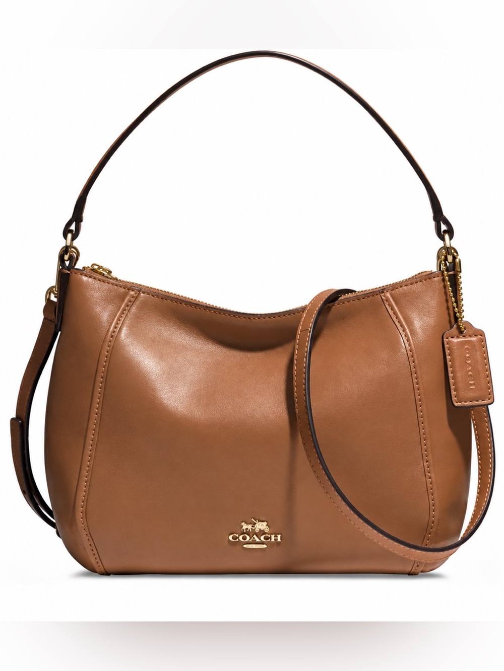 Coach Brown Leather Shoulder Bag with Gold Hardware Top Handle Crossbody VGC